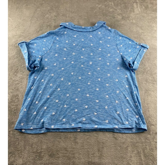 Coral Bay Women's Blue Fish Print Polo Shirt Size 1X Short Sleeve Collared - Picture 8 of 9